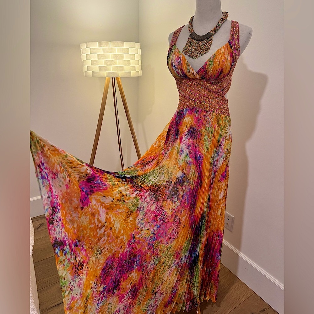 Multi color Jovani long backless dress